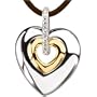 Fashionable Heart Diamond Pendant with Leather Cord
