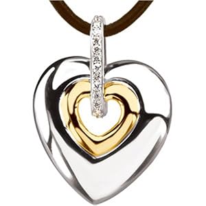 Fashionable Heart Diamond Pendant with Leather Cord