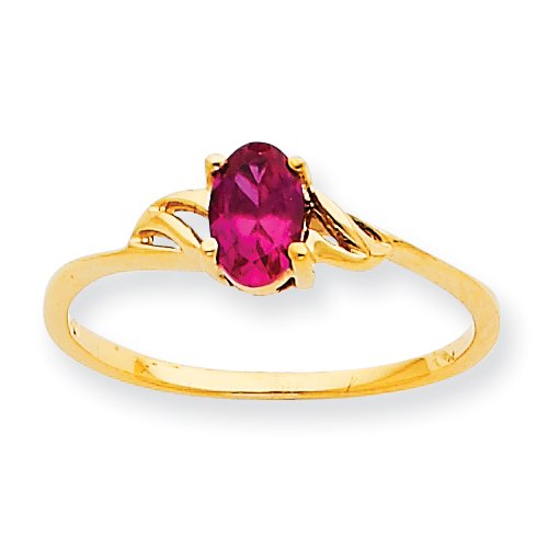 10k Polished Geniune Ruby Birthstone Ring