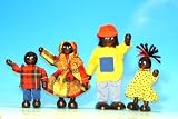 Set of 4 African wooden dolls for dolls house