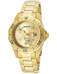 Invicta Womens 12508 Pro Diver Gold Tone Dial 18k Gold Ion-Plated Stainless Steel Watch