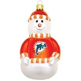 NFL Miami Dolphins Blown Glass Snowman Ornament