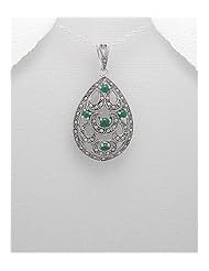 Marcasite Pendant Necklace In 92.5 Sterling Silver