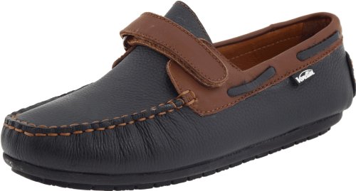 Venettini 55-Sammy Moccasin (Toddler/Little Kid/Big Kid),Navy/Brown Embossed Leather,28 EU (11 M US Little Kid)