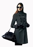 Elégante Manteau de laine de cachemire anthracite (956)