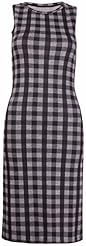 Checkered Print Sleeveless Polyester Midi Dress 
