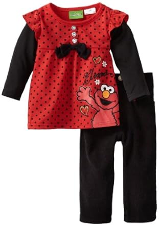 Amazon.com: Sesame Street Baby-Girls Infant Polka Dot Elmo Pant Set, Red, 24 Months: Clothing