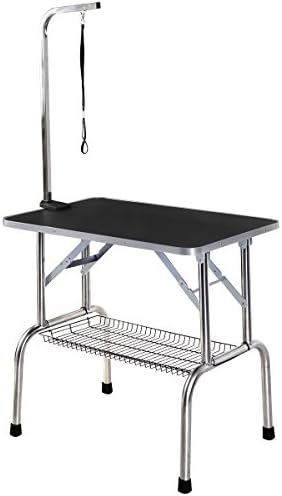 HPD Large Portable Pet Dog Cat Grooming Table Dog Show W/Arm & Noose & Mesh Tray