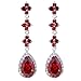 Yazilind Chandelier Silver Plated Flower Teardrop Cubic Zirconia CZ Flawless Long Dangle Earrings
