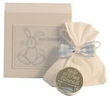 Kitted Out Boo Bunny Silver Plate My First Tooth Box In Keepsake Box (Blue)