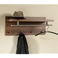 Wandgarderobe nu�baum MDF mit Kunststoffoberfl�che in nu�baum Nachbildung, Garderobenstange und Kn�p