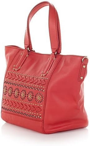 Isabella Fiore Morocco Laser-Cut Leather Satchel, Cognac