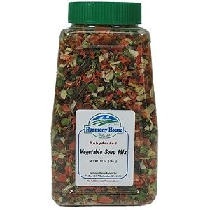 Harmony House Foods Dried Vegetable Soup Mix (10 oz, Quart Size Jar) for Cooking, Camping, Emergency Supply, and More