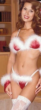 Santa's Sexy Helper Panty and Bra Set with Marabou feathers