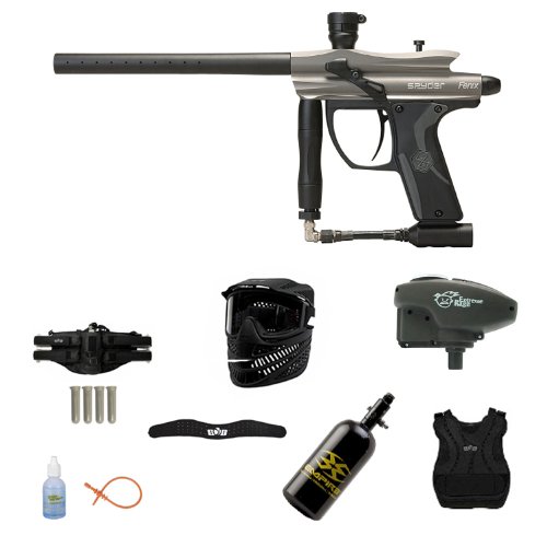 WavetoGo Spyder 2012 Fenix Paintball Marker Gun - Silver Grey Ultra 47ci Chest Neck Combo