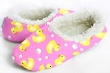 Snoozies Rubber Ducky Fleece Lined Footies, Pink, Large