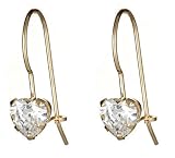 14k Gold Heart-Shaped Cubic Zirconia Euroclick Earrings