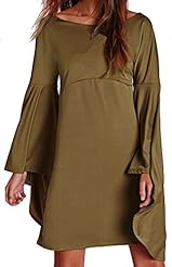 Fit-and-Flare Mermaid Asymmetric Empire   Waistline  Shirt  Dress