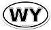Wyoming WY Car Bumper Sticker Decal Oval Black and White