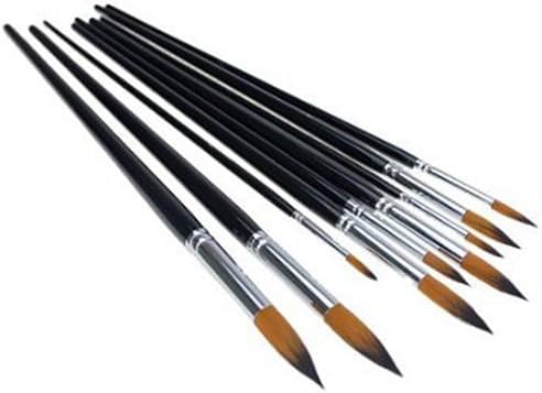 New Brushes 9pcs Watercolor Oil Acrylic Artist Paint Brush Set Nylon Flat Or Round Head, Wood Handle (Round Head)