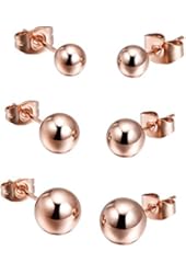 Paialco Women's Rose Gold Plated Simple Cute Ball Stud Earring