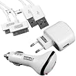 mumbi 4-in-1 Zubeh�rset f�r Apple iPhone/iPod (1 x USB Netzteil Ladeger�t, 1 x KFZ Ladekabel, 2 x USB Datenkabel)