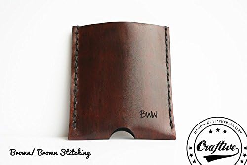 Custom engraving Vertical Leather Business Card Holder, Credit Cards Wallet Organizer Case, Gift for Men, Minimalist Distressed Sleeve