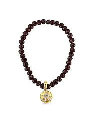 Garnet Beads 10K Yellow Gold and Diamond OM Stretch Bracelet
