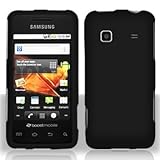 Black Hard Plastic Rubberized Case Cover for Samsung Galaxy Prevail M820