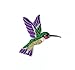 Large Dark Purple Hummingbird Facing Right Iron on Embroidered Applique Patch