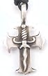 Maltese Cross & Dagger Pewter Pendant Necklace