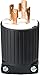 EATON L1430P Locking Electrical Plug, 125/250 V, 30 A, 3 P, 4 W, Black and White