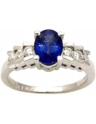 14K White Gold Sapphire and Diamond Ring -- LIFETIME WARRANTY