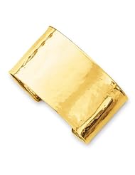 14k Yellow Gold 37mm Hammered Polished Cuff Bangle. Metal Wt- 35.66g