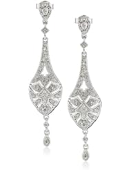 Sterling Silver and Diamond Vintage-Inspired Dangle Earrings (1/3 cttw, I-J Color, I2-I3 Clarity)