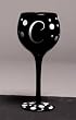 Winogram - Monogram Black Polka Dot Wine Glass - C Winogram - Monogram Black Polka Dot Wine Glass - C