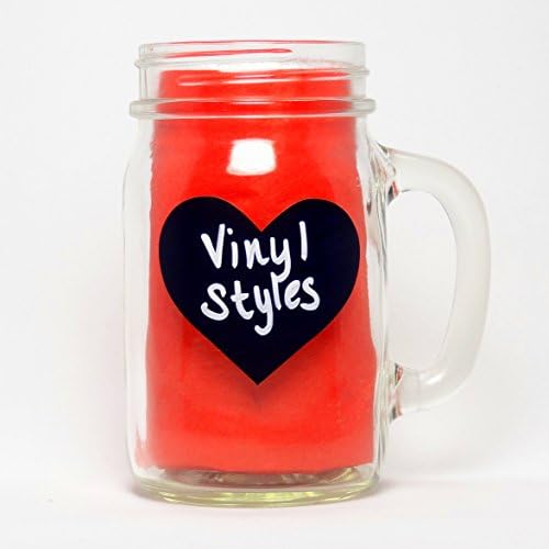 50 Chalkboard Labels By Vinyl Styles - 2.5"W x 2"H Heart Chalkboard Blackboard Labels - Reusable Wedding Mason Jar Sticker - Kitchen Organization Decal Tag Lot