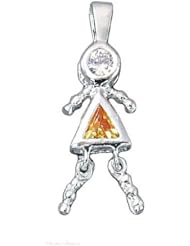 Sterling Silver 18" .8mm Wide Box Chain Necklace With Mothers Womens November Birthstone Babies Girl Female Child Baby Pendant