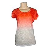 BurnoutKingUSA   Red Burnout   Crew Neck  Sheer Racey Lace Women T Shirt Top Large