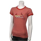St Louis Cardinals Red Ladies Swarovski Crystal Ringer T-shirt