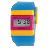 Wize & Ope Unisex WO-POP-4 Pop Digital White Dial Jelly Blue Strap Yellow Slide Watch