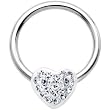 16 Gauge 3/8" Clear Heart Ferido Crystal Captive Nipple Ring
