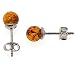 Certified Genuine Honey Amber and Sterling Silver Small Stud Ball Earrings, 8mm
