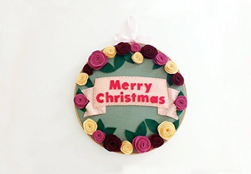 Christmas wreath, Christmas decoration, Unique wreath alternative, 12" felt flowers holiday wreath, merry Christmas banner, hostess gift