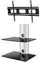 PACKAGE DEAL! Two SHELVES Wall Mount for AV Components-BLACK Glass  SILVER Tube + Universal SLIM Bracket for ALL TV Brands 37 40 42 46 47 50  52 54 55 58 60 inch Flat Panel-HD Ready Screen