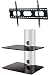 PACKAGE DEAL! Two SHELVES Wall Mount for AV Components-BLACK Glass SILVER Tube + Universal SLIM Bracket for ALL TV Brands 37 40 42 46 47 50 52 54 55 58 60 inch Flat Panel-HD Ready Screen