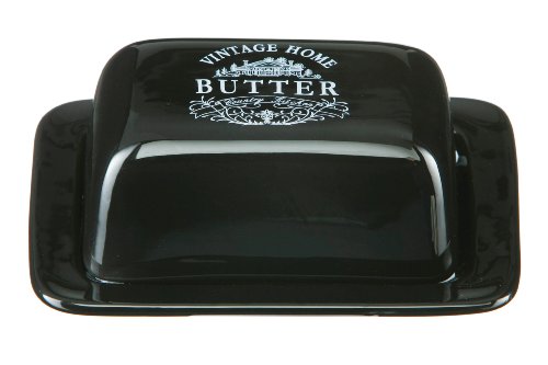 Premier Housewares Vintage Home Butter Dish, Black