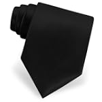 Men's Extra Long Polyester Tie with Pocketsquare by Neckties Solids in Black