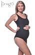 Solid Textured Heart Tank One-Piece Maternity Swimsuit - Black