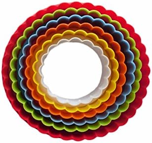 NELPLA Colorful Two Side Ring Cookie Cutters,Biscuit Cutters and Fondant cake Cutters,Assorted color (6, Round Wavy)